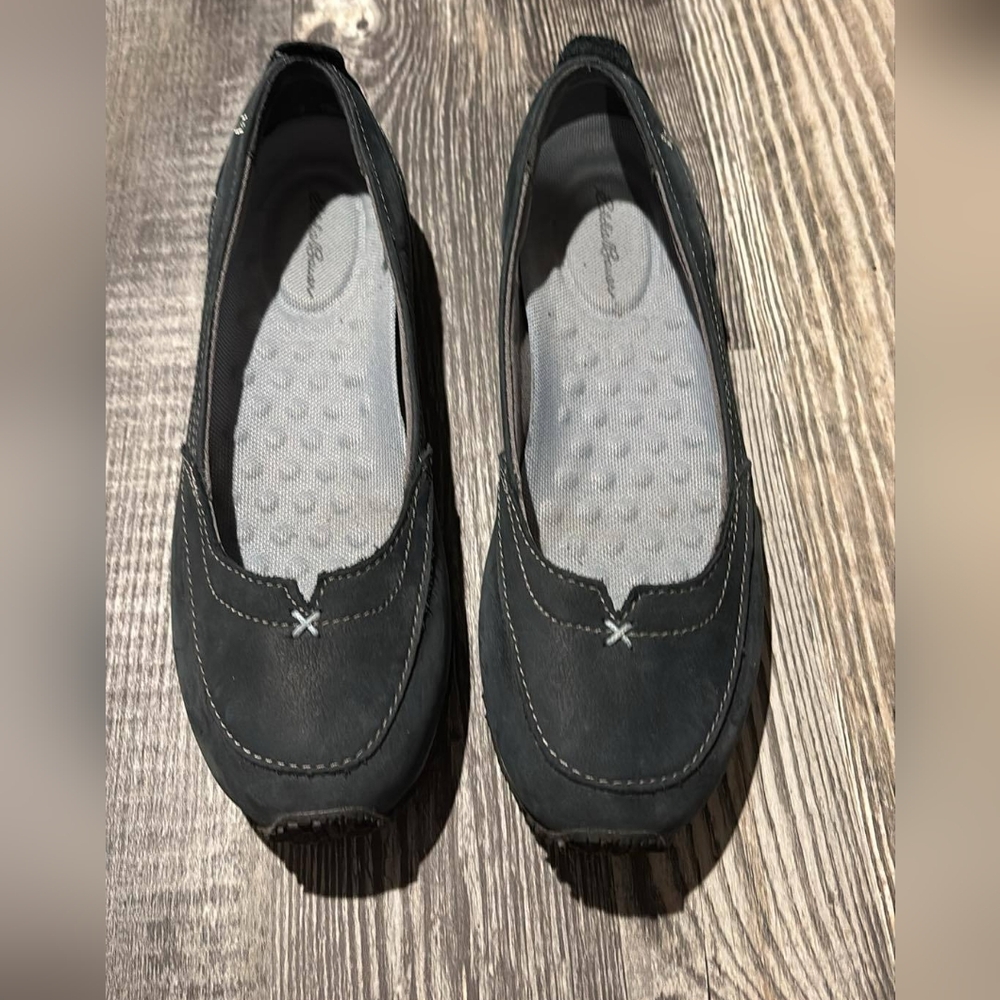 Gray Leather Flats Sleek Minimalist Casual Office Cottagecore Driving Shoe